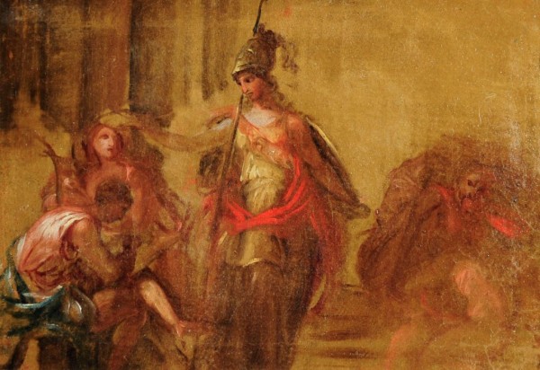 Segen der Minerva, Skizze, Bozzetto, mythologische Darstellung, 18. Jh., wohl Augsburg / süddeutsch